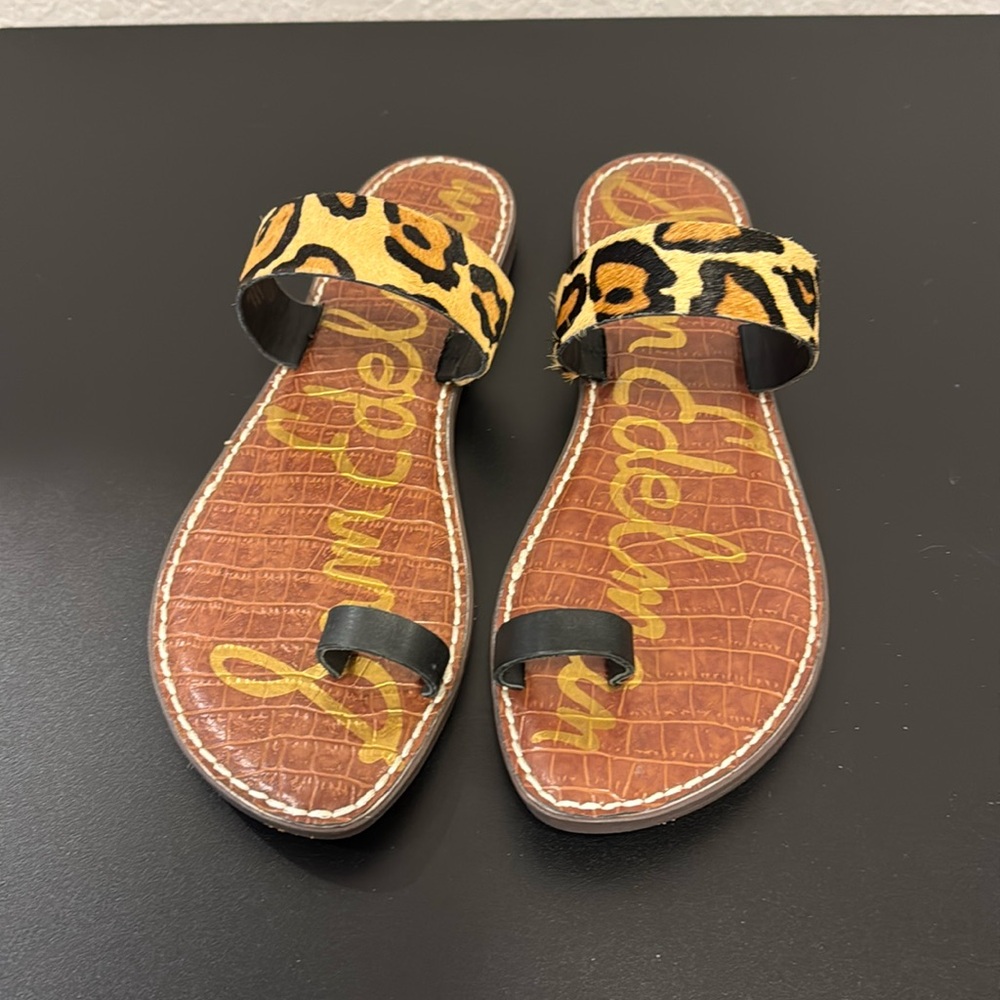 Sam Edelman Leopard Print Sandals with Black Straps